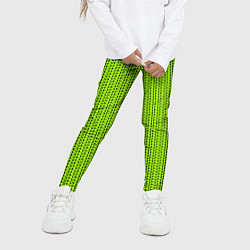 Леггинсы для девочки Ярко-зелёный в маленькие чёрные полоски, цвет: 3D-принт — фото 2