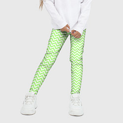 Леггинсы для девочки Светло-зелёный ломаные полосы, цвет: 3D-принт — фото 2
