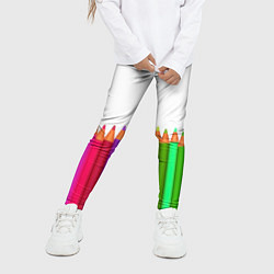 Леггинсы для девочки Разноцветные карандаши художественные, цвет: 3D-принт — фото 2