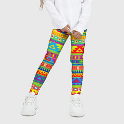 Леггинсы для девочки Мексиканские этнические узоры, цвет: 3D-принт — фото 2
