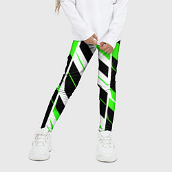 Леггинсы для девочки Black and green stripes on a white background, цвет: 3D-принт — фото 2