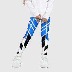 Леггинсы для девочки Blue and black stripes on a white background, цвет: 3D-принт — фото 2