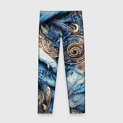 Леггинсы для девочки Коллаж из джинсы и перьев - нейросеть, цвет: 3D-принт