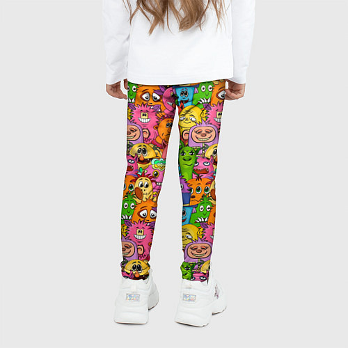 Детские легинсы Мультяшные монстрики орнамент / 3D-принт – фото 4