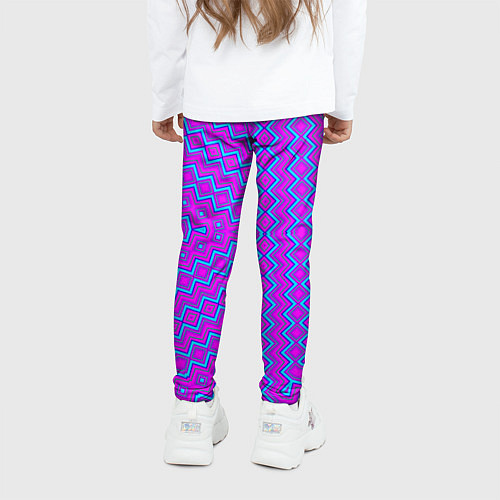 Детские легинсы Неонового цвета геометрический асимметричный узор / 3D-принт – фото 4