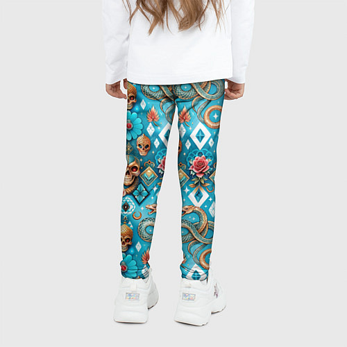Детские легинсы Паттерн змеи и черепа / 3D-принт – фото 4