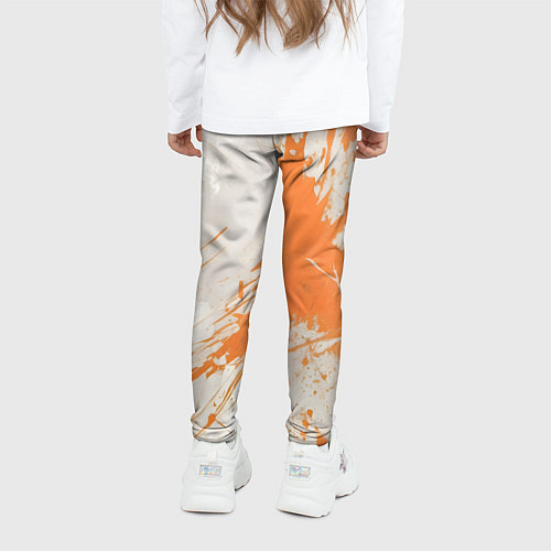 Детские легинсы Оранжевая краска на белом / 3D-принт – фото 4
