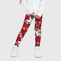 Леггинсы для девочки Новогодний паттерн с котиками, цвет: 3D-принт — фото 2