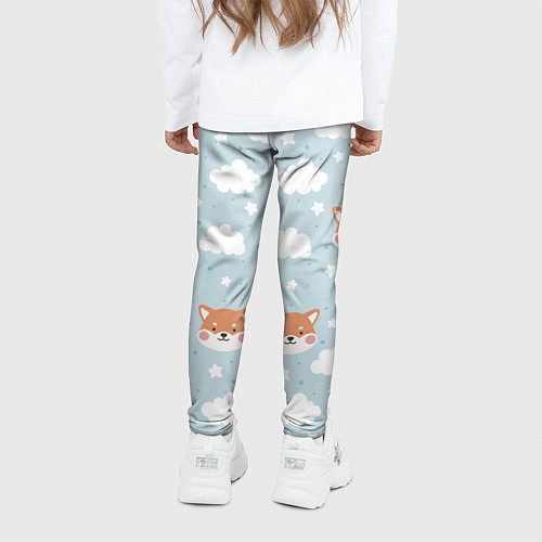 Детские легинсы Узор сибу ину и облака / 3D-принт – фото 4