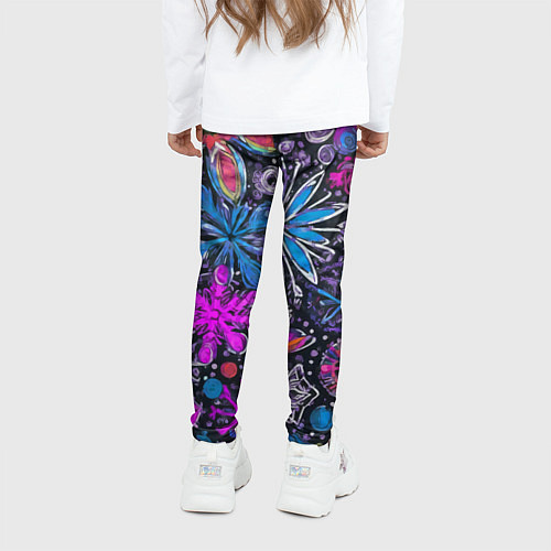 Детские легинсы Неоновые абстрактные снежинки / 3D-принт – фото 4