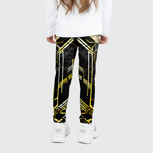 Детские легинсы Gold lines on a black background / 3D-принт – фото 4