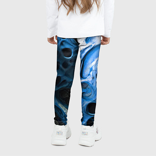Детские легинсы Сине-белая абстрактная структура / 3D-принт – фото 4
