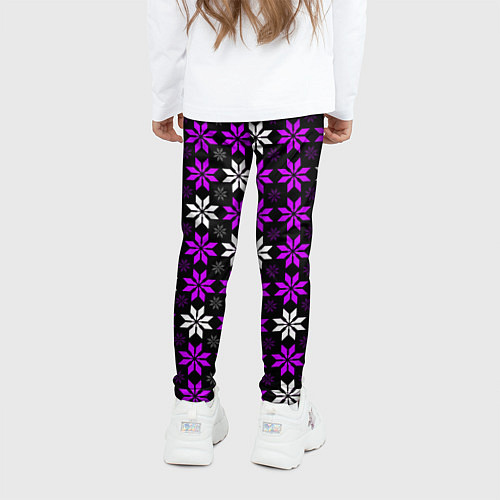 Детские легинсы Бело-фиолетовые звёзды на чёрном фоне / 3D-принт – фото 4