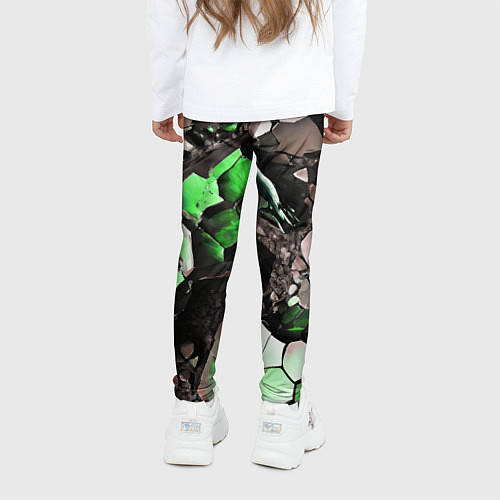 Детские легинсы Чёрно-зелёный камень / 3D-принт – фото 4