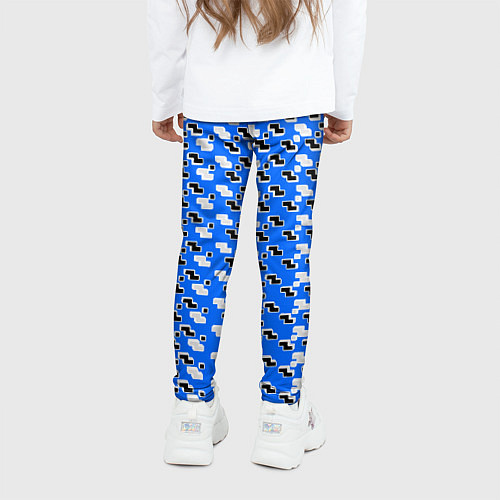 Детские легинсы Чёрно-белые фигуры на синем фоне / 3D-принт – фото 4