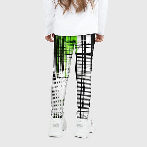Детские легинсы Зелёно-чёрный гранж на белом фоне / 3D-принт – фото 4