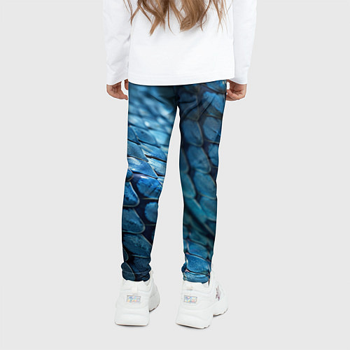 Детские легинсы Голубая кожа змеи / 3D-принт – фото 4