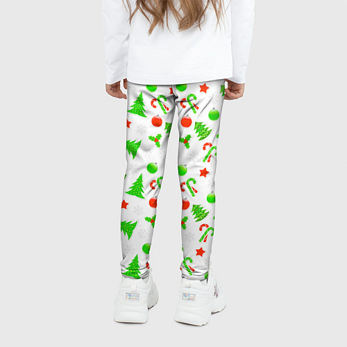 Детские легинсы Новогодний ёлочный паттерн / 3D-принт – фото 4