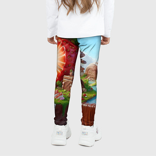 Детские легинсы Клубничная планета - нейроарт фантазия / 3D-принт – фото 4