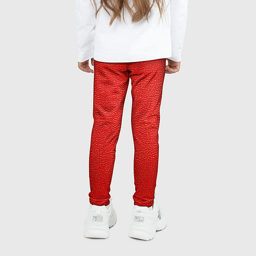 Детские легинсы Красная кожаная текстура / 3D-принт – фото 4