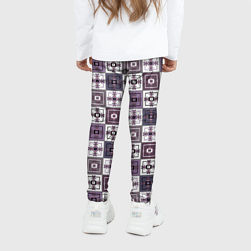Детские легинсы Серый сиреневый геометрический узор пэчворк / 3D-принт – фото 4