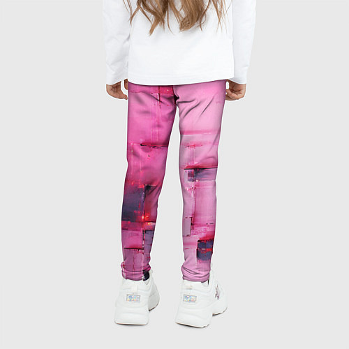 Детские легинсы Чёрные пятна на розовом фоне абстракция / 3D-принт – фото 4