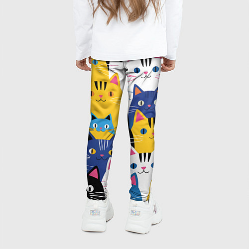 Детские легинсы Много цветных котиков / 3D-принт – фото 4