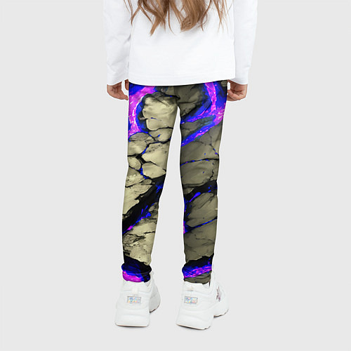 Детские легинсы Треснувший камень фиолетовый / 3D-принт – фото 4