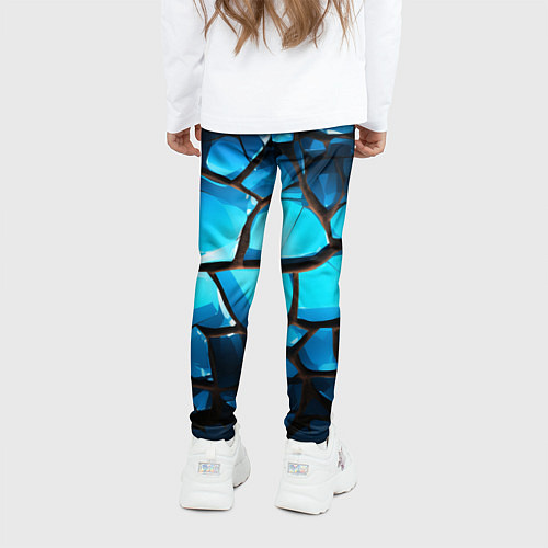 Детские легинсы Синяя текстура объемных плит / 3D-принт – фото 4