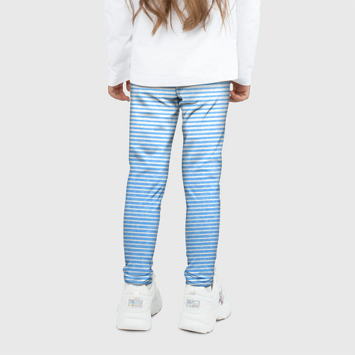 Детские легинсы Белый с голубым текстурный в полоску / 3D-принт – фото 4
