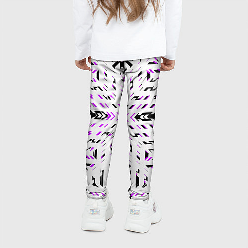Детские легинсы Чёрно-фиолетовые диагональные полосы на белом фоне / 3D-принт – фото 4