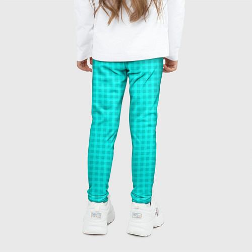 Детские легинсы Неоновый голубой паттерн клетка / 3D-принт – фото 4