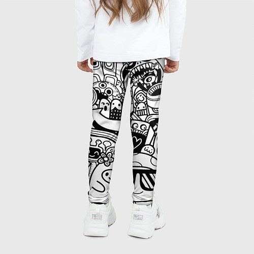 Детские легинсы Black and white doddle monsters / 3D-принт – фото 4