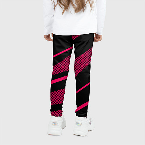 Детские легинсы Чёрный с розовым абстракция полосы / 3D-принт – фото 4