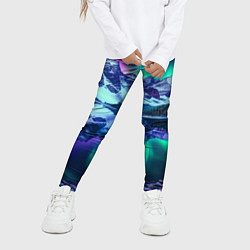 Леггинсы для девочки Северное сияние над горами - неоновое свечение, цвет: 3D-принт — фото 2
