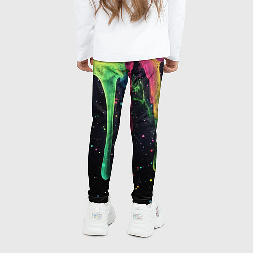 Детские легинсы Разноцветные потеки краски / 3D-принт – фото 4