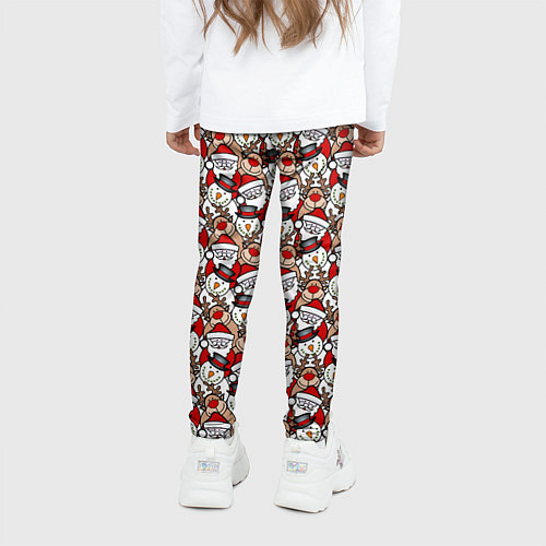 Детские легинсы Деды Морозы олени снеговики / 3D-принт – фото 4