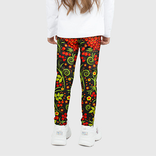 Детские легинсы Красная рябина хохлома / 3D-принт – фото 4