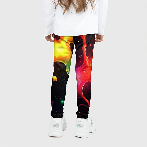Детские легинсы Радужные кляксы на черном фоне / 3D-принт – фото 4
