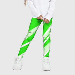 Леггинсы для девочки Яблочный зелёный абстракция с полосами, цвет: 3D-принт — фото 2