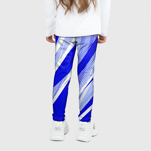 Детские легинсы Абстрактный синий полосатый / 3D-принт – фото 4