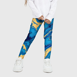Леггинсы для девочки Синий мрамор с золотом, цвет: 3D-принт — фото 2