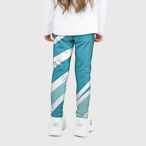 Детские легинсы Бело-голубой абстракция с полосами / 3D-принт – фото 4