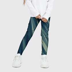 Леггинсы для девочки Зеленовато-синий полосы, цвет: 3D-принт — фото 2