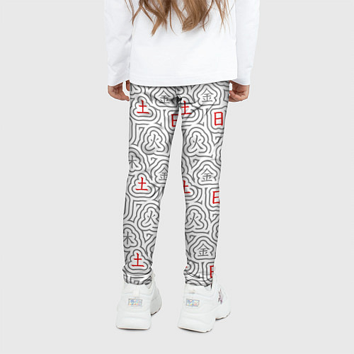 Детские легинсы Серые будни и красные выходные иероглифами / 3D-принт – фото 4