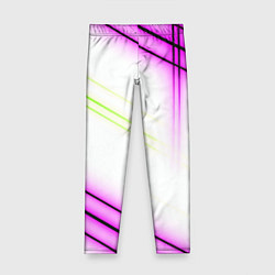 Леггинсы для девочки Green white pink line, цвет: 3D-принт