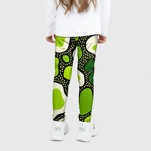 Детские легинсы Зеленая абстракция с кругами / 3D-принт – фото 4