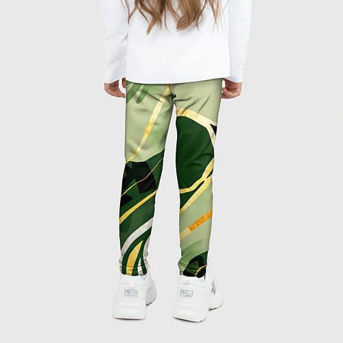 Детские легинсы Зеленый природный паттерн / 3D-принт – фото 4