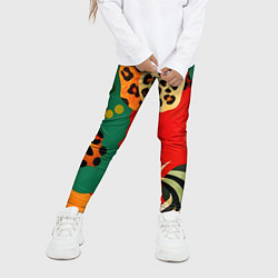 Леггинсы для девочки Анималистичный африканский паттерн, цвет: 3D-принт — фото 2