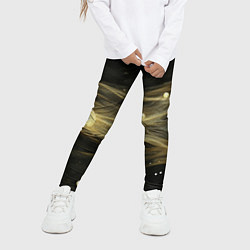 Леггинсы для девочки Золотистый свет на черной текстуре, цвет: 3D-принт — фото 2